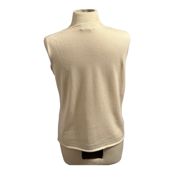 Neiman Marcus Exclusive Women’s Cashmere Silk Size L Sweater Sleeveless Ivory - Picture 4 of 7
